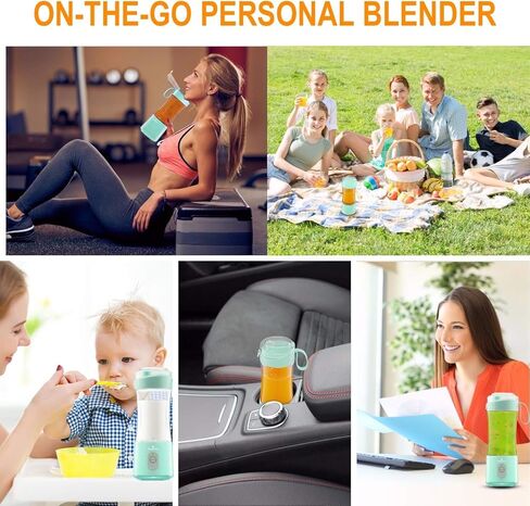 خلاط Vaeqozva المحمول - خلاط شخصي للمخفوقات والعصائر، خلاط صغير قابل لإعادة الشحن عبر USB، سعة 16 أونصة، صانع عصير صغير أثناء التنقل، كوب خلاط لرياضات السفر والسرعة والواط in Kuwait