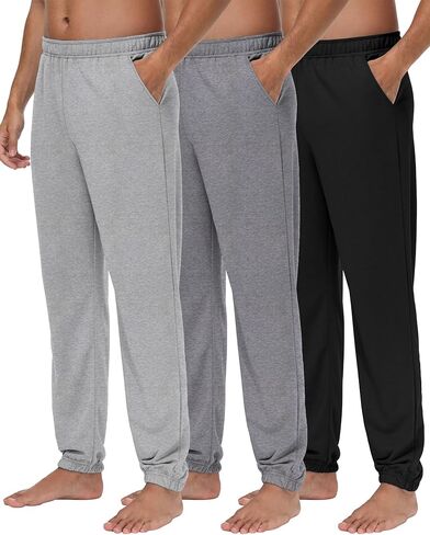 3 Pcs Men's Sweatpants Athletic Lounge Pants Elastic Bottom Jogger Workout Pant with Pocket in Saudi Arabia