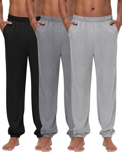 3 Pcs Men's Sweatpants Athletic Lounge Pants Elastic Bottom Jogger Workout Pant with Pocket in Saudi Arabia