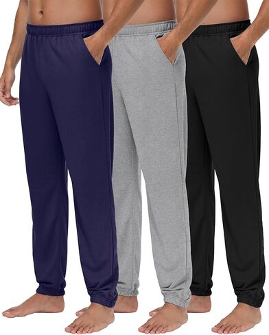 3 Pcs Men's Sweatpants Athletic Lounge Pants Elastic Bottom Jogger Workout Pant with Pocket in Saudi Arabia