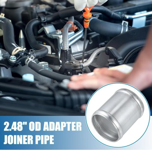 Car Adapter Joiner Pipe Universal 63mm 2.48" OD 76mm 2.99" Length Connector Tubing Adapter Aluminum Alloy Silver Tone in Saudi Arabia
