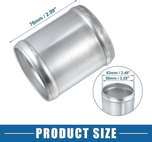 Car Adapter Joiner Pipe Universal 63mm 2.48" OD 76mm 2.99" Length Connector Tubing Adapter Aluminum Alloy Silver Tone in Saudi Arabia