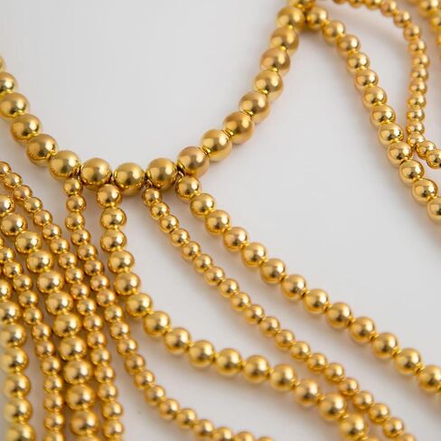 YERTTER Dainty مثير خرز ذهبي سلسلة عنق الكتف طبقات اللؤلؤ الجسم سلسلة الكتف القلائد سلسلة الصدرية للنساء in Kuwait