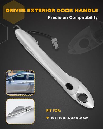 Driver Door Handle, Compatible with 2011-2015 Hyundai Sonata, with Sensor and Smart Keyless Entry System, Front Exterior Left Side Outside handle | OE# 82651-3S210, 82652-3S010, Outer door handle part in Saudi Arabia