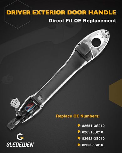 Driver Door Handle, Compatible with 2011-2015 Hyundai Sonata, with Sensor and Smart Keyless Entry System, Front Exterior Left Side Outside handle | OE# 82651-3S210, 82652-3S010, Outer door handle part in Saudi Arabia