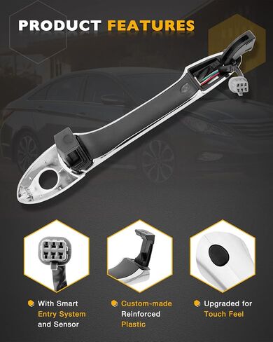 Driver Door Handle, Compatible with 2011-2015 Hyundai Sonata, with Sensor and Smart Keyless Entry System, Front Exterior Left Side Outside handle | OE# 82651-3S210, 82652-3S010, Outer door handle part in Saudi Arabia