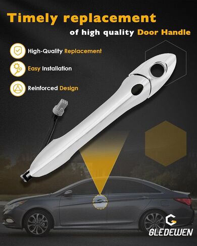 Driver Door Handle, Compatible with 2011-2015 Hyundai Sonata, with Sensor and Smart Keyless Entry System, Front Exterior Left Side Outside handle | OE# 82651-3S210, 82652-3S010, Outer door handle part in Saudi Arabia