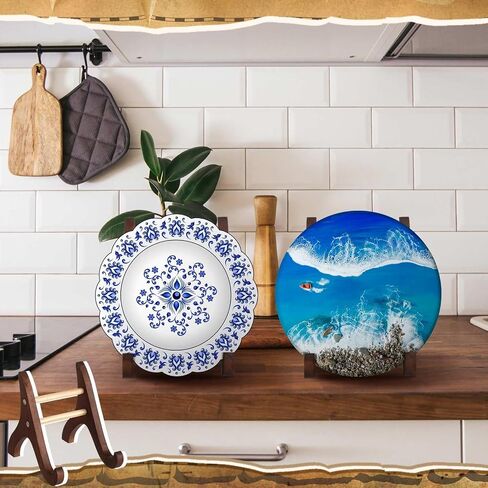 Jetec 2 Pcs 6 Inch Plate Stands for Displaying Wood Decorative Plate Holders Picture Frame Display Stands Tabletop Plate Rank Display Easel for Dish Photo Platter Plaque in Saudi Arabia