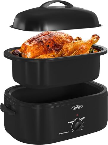 Sunvivi 14-Quart Electric Roaster Oven with Self-Basting Lid, Stainless Steel Turkey Roaster Oven with Rack, No Removable Pan, Easy to Clean, Silver in Kuwait