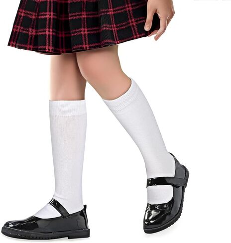 2 Pairs White Knee High Socks for Girls Mid-Calf Kids Knee High Socks，School Uniform Socks Long Socks Soft，Toddler Soccer Socks 39cm Knee Highs for Toddler Girls 4-8 years Old in Kuwait