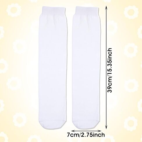2 Pairs White Knee High Socks for Girls Mid-Calf Kids Knee High Socks，School Uniform Socks Long Socks Soft，Toddler Soccer Socks 39cm Knee Highs for Toddler Girls 4-8 years Old in Kuwait
