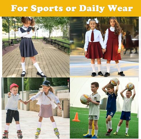 2 Pairs White Knee High Socks for Girls Mid-Calf Kids Knee High Socks，School Uniform Socks Long Socks Soft，Toddler Soccer Socks 39cm Knee Highs for Toddler Girls 4-8 years Old in Kuwait