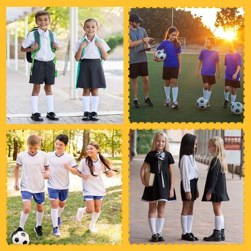 2 Pairs White Knee High Socks for Girls Mid-Calf Kids Knee High Socks，School Uniform Socks Long Socks Soft，Toddler Soccer Socks 39cm Knee Highs for Toddler Girls 4-8 years Old in Kuwait