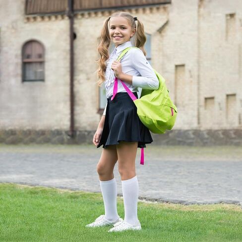 2 Pairs White Knee High Socks for Girls Mid-Calf Kids Knee High Socks，School Uniform Socks Long Socks Soft，Toddler Soccer Socks 39cm Knee Highs for Toddler Girls 4-8 years Old in Kuwait