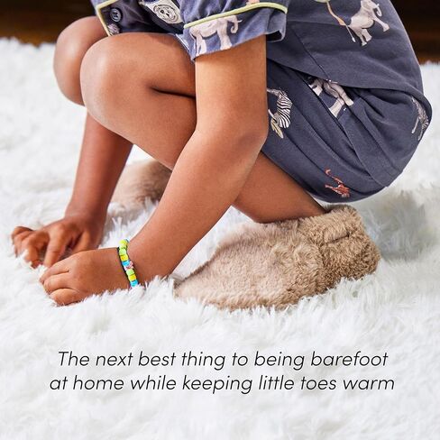 Ten Little Kids Cozy Slippers for Toddler Boys & Girls, Faux-Fur with Warm Fleece Lining - Size 10/11 & Organic Cotton Cozy Socks, Warm Thermal Cushioning Socks in Kuwait