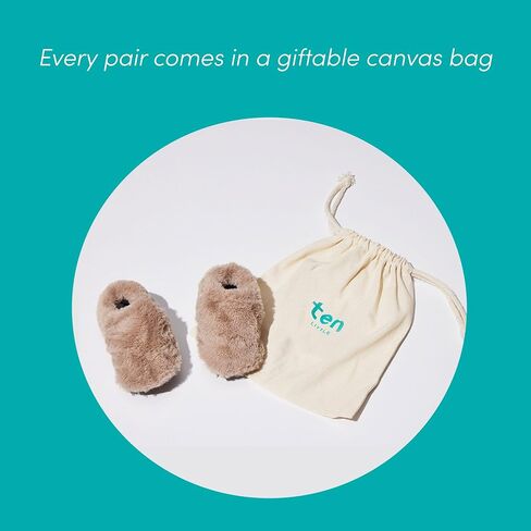 Ten Little Kids Cozy Slippers for Toddler Boys & Girls, Faux-Fur with Warm Fleece Lining - Size 10/11 & Organic Cotton Cozy Socks, Warm Thermal Cushioning Socks in Kuwait