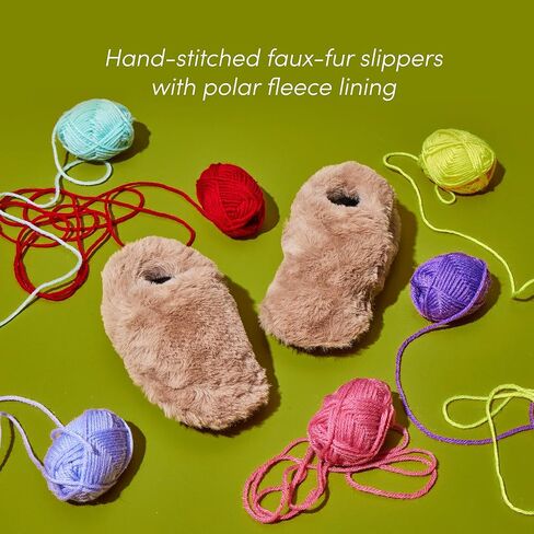 Ten Little Kids Cozy Slippers for Toddler Boys & Girls, Faux-Fur with Warm Fleece Lining - Size 10/11 & Organic Cotton Cozy Socks, Warm Thermal Cushioning Socks in Kuwait