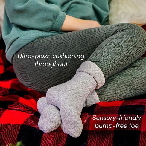 Ten Little Kids Cozy Slippers for Toddler Boys & Girls, Faux-Fur with Warm Fleece Lining - Size 10/11 & Organic Cotton Cozy Socks, Warm Thermal Cushioning Socks in Kuwait