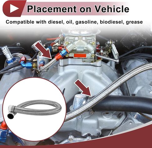 1 Pcs AN16 Fuel Line Hose 3ft Vacuum Hose Automotive 16AN CPE Fuel Hose Silver Tone CPE Rubber,Stainless Steel Braided in Saudi Arabia