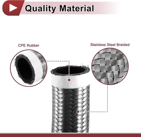 1 Pcs AN16 Fuel Line Hose 3ft Vacuum Hose Automotive 16AN CPE Fuel Hose Silver Tone CPE Rubber,Stainless Steel Braided in Saudi Arabia