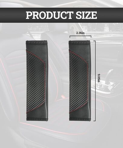 Zlirfy 2PCS Car Seat Belt Cover,Seat Belt Shoulder Pad,Carbon Fiber Safety Seatbelt Shoulder Strap Covers,Leather Safety Belt Cover (Black&Red) in Saudi Arabia