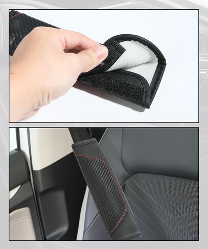 Zlirfy 2PCS Car Seat Belt Cover,Seat Belt Shoulder Pad,Carbon Fiber Safety Seatbelt Shoulder Strap Covers,Leather Safety Belt Cover (Black&Red) in Saudi Arabia