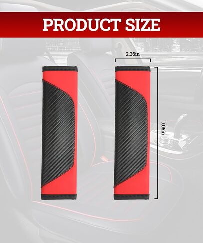 Zlirfy 2PCS Car Seat Belt Cover,Seat Belt Shoulder Pad,Carbon Fiber Safety Seatbelt Shoulder Strap Covers,Leather Safety Belt Cover (Black&Red) in Saudi Arabia