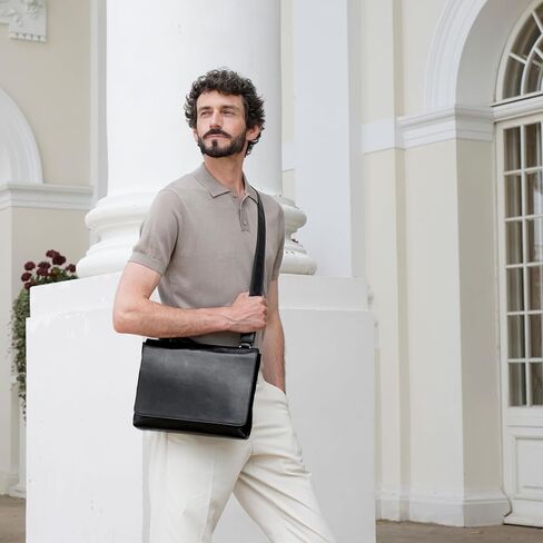 Time Resistance Leather Messenger Bag for Men - Crossbody Bag - Full Grain Leather - Tablet Sized Shoulder Bag in Kuwait