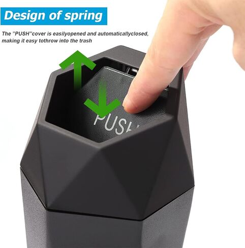 Mandark Car Trash Can with Lid, Diamond Design Small Vehicle Automatic Portable Garbage Bin, Leakproof Automotive Interior Dustbin for Kitchen Home Office, Universal for SUV, Truck, RV (Black) in Kuwait