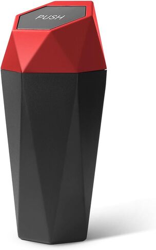 Mandark Car Trash Can with Lid, Diamond Design Small Vehicle Automatic Portable Garbage Bin, Leakproof Automotive Interior Dustbin for Kitchen Home Office, Universal for SUV, Truck, RV (Black) in Kuwait