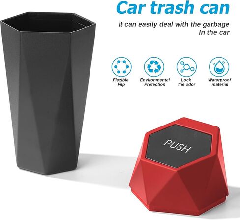Mandark Car Trash Can with Lid, Diamond Design Small Vehicle Automatic Portable Garbage Bin, Leakproof Automotive Interior Dustbin for Kitchen Home Office, Universal for SUV, Truck, RV (Black) in Kuwait