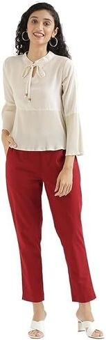Meyali Cotton Pants for Women | Elastic Waist Pull on Leggings | Ankle Length Casual Pants in Kuwait