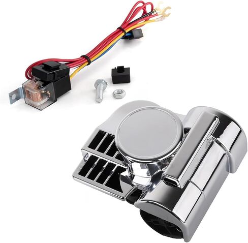 150DB Super Loud Horn Train Horn for Car Motorcycle Truck Boat Pickup Air Horn with Horn Cover for Motorcycle 12V Train Sound Car Horn Kit(Silver Shell) in Saudi Arabia