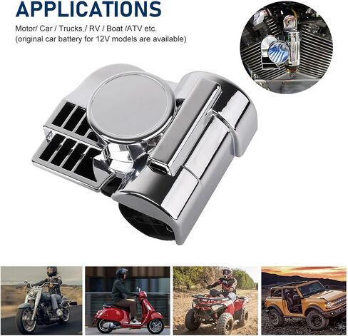 150DB Super Loud Horn Train Horn for Car Motorcycle Truck Boat Pickup Air Horn with Horn Cover for Motorcycle 12V Train Sound Car Horn Kit(Silver Shell) in Saudi Arabia