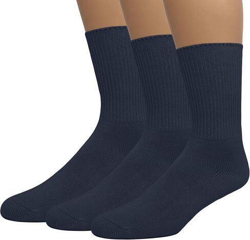 EMEM Apparel Men's Diabetic Crew Cotton Socks | Non-Binding Loose Top | Seamless Toe | 3-Pair | Big and Tall Available in Kuwait