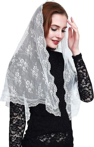Leimandy Lace Infinity Chapel Veil Catholic Mantilla Veil Infinity Lace Chapel Veil Lace Head Scarf for Women V44 in Saudi Arabia