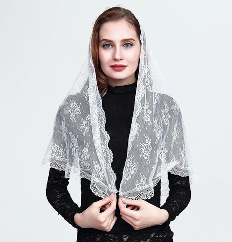 Leimandy Lace Infinity Chapel Veil Catholic Mantilla Veil Infinity Lace Chapel Veil Lace Head Scarf for Women V44 in Saudi Arabia