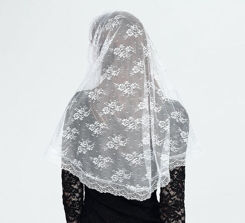 Leimandy Lace Infinity Chapel Veil Catholic Mantilla Veil Infinity Lace Chapel Veil Lace Head Scarf for Women V44 in Saudi Arabia