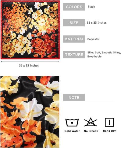 AWAYTR 35" Satin Head Scarf for Women Like Silk Scarf Hair Bandanas Women Large Square Neck Scarf Headscarf Head Wrap in Kuwait