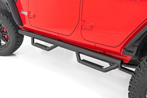 Rough Country Nerf Steps Wheel-to-Wheel Drop Step for Jeep Wrangler Unlimited 4-Door (2018-2024) - Non-Slip, Heavy-Duty, Corrosion-Resistant, 4-Steps in Saudi Arabia