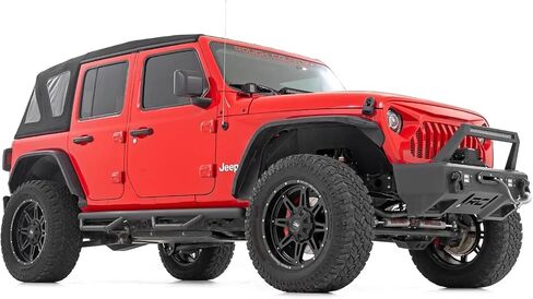 Rough Country Nerf Steps Wheel-to-Wheel Drop Step for Jeep Wrangler Unlimited 4-Door (2018-2024) - Non-Slip, Heavy-Duty, Corrosion-Resistant, 4-Steps in Saudi Arabia