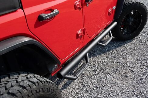 Rough Country Nerf Steps Wheel-to-Wheel Drop Step for Jeep Wrangler Unlimited 4-Door (2018-2024) - Non-Slip, Heavy-Duty, Corrosion-Resistant, 4-Steps in Saudi Arabia