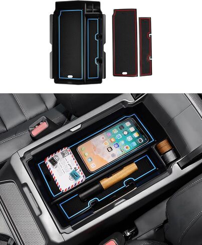 FIILINES Center Console Organizer with Anti-Slip Mats for Honda CR-V CRV 2023 2024 2025, Console Tray Secondary Armrest Storage Box ABS Insert Container Accessories with The Red and Blue Mats in Saudi Arabia