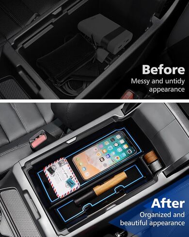 FIILINES Center Console Organizer with Anti-Slip Mats for Honda CR-V CRV 2023 2024 2025, Console Tray Secondary Armrest Storage Box ABS Insert Container Accessories with The Red and Blue Mats in Saudi Arabia