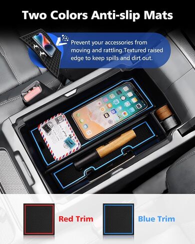 FIILINES Center Console Organizer with Anti-Slip Mats for Honda CR-V CRV 2023 2024 2025, Console Tray Secondary Armrest Storage Box ABS Insert Container Accessories with The Red and Blue Mats in Saudi Arabia