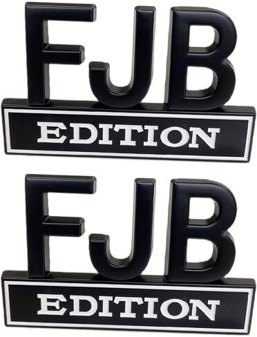 قطعتان من شعار إصدار FJB، ملصق سيارة FJB ثلاثي الأبعاد بأحرف مرتفعة، شارة لاصقة قوية بشعار FJB 3M، للمركبات العالمية، الشاحنة، RV، SUV، ديكور الباب (أسود فضي)، 3.15×1.98 (FJB-YH) in Saudi Arabia