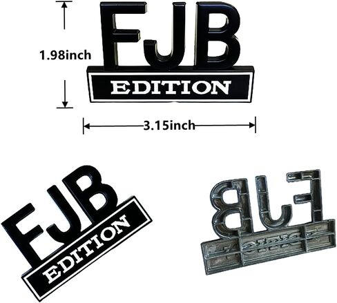 قطعتان من شعار إصدار FJB، ملصق سيارة FJB ثلاثي الأبعاد بأحرف مرتفعة، شارة لاصقة قوية بشعار FJB 3M، للمركبات العالمية، الشاحنة، RV، SUV، ديكور الباب (أسود فضي)، 3.15×1.98 (FJB-YH) in Saudi Arabia