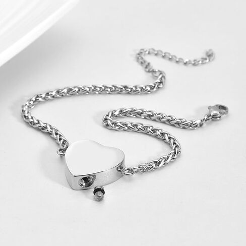 Cremation Jewelry Heart Urn Bracelet for Ashes for Women Memorial Pendant Human Ashes Keepsake Link Bracelet in Saudi Arabia