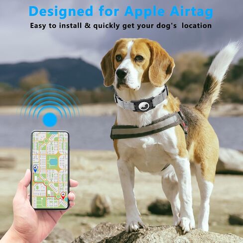 Airtag Dog Collar, Upgraded Reflective Airtag Dog Collar Holder, Heavy Duty Pet Collar with Airtag Holder, Adjustable Nylon Puppy Collars for Small Medium Large Dogs(S(12.6’’-14.5’’), Blue) in Saudi Arabia