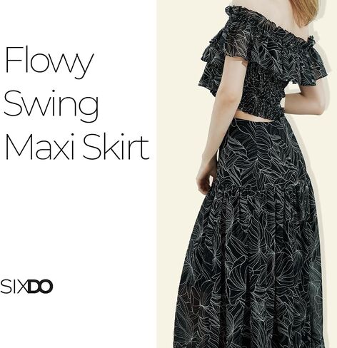 Womens 2025 Floral Skirt Set 2 Piece Off Shoulder Empire Waist Chiffon Ruffle Flowy Swing Casual Wear White in Saudi Arabia